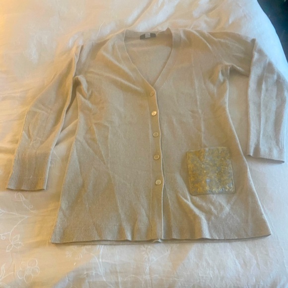 Sais Fifth Avenue 100% Cashmere Cardigan with Sequined Pocket - Picture 1 of 8